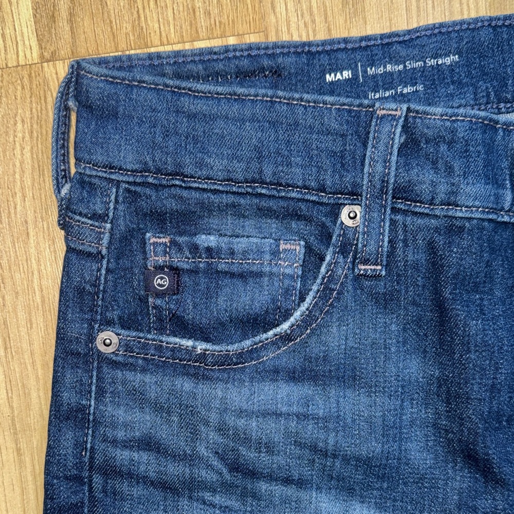 AG Adriano Goldschmied Straight Leg Jeans - Dark Wash Blue - Picture 4 of 12